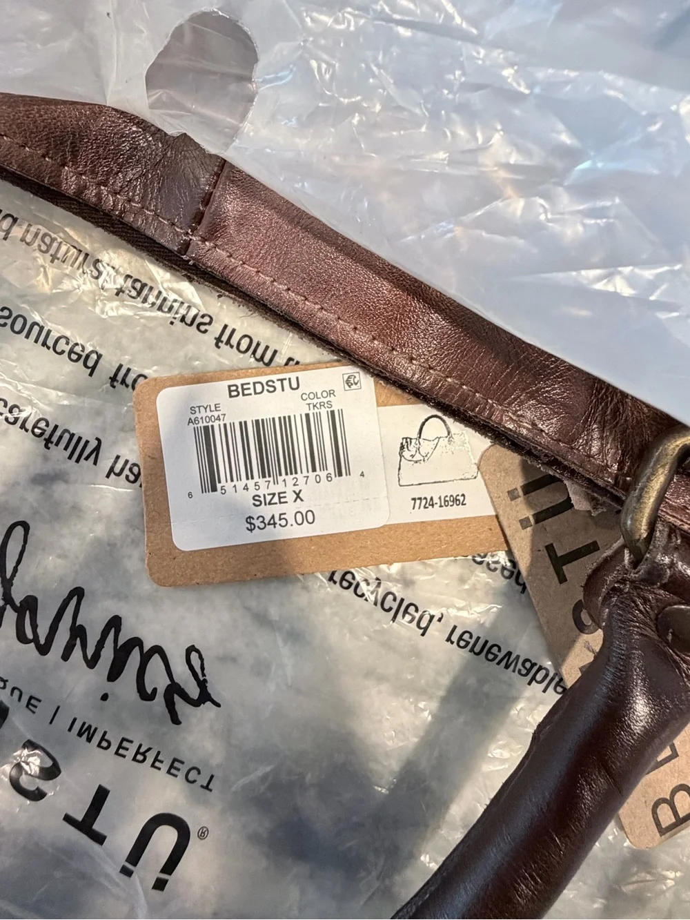 Bed Stu Rockaway Stitch-Detail Distressed Satchel Bag color-Teak Rustic